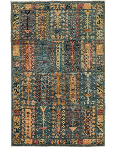 Tappeto Tribal Pakistan azzurro marrone 100x154
