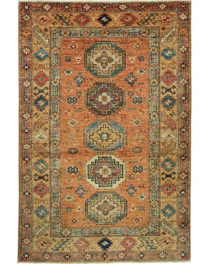 Tappeto Kazak Fine Pakistan arancione bianco 120x187