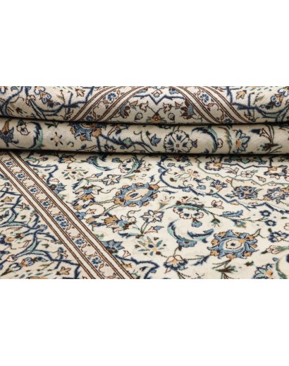 Tappeto Kashan Persia bianco azzurro 196x300