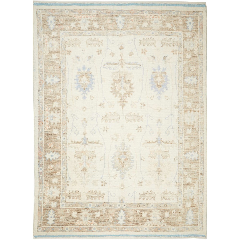 Tappeto Oushak Pakistan bianco marrone 203x313 Tappeto Oushak Pakistan bianco marrone 203x313