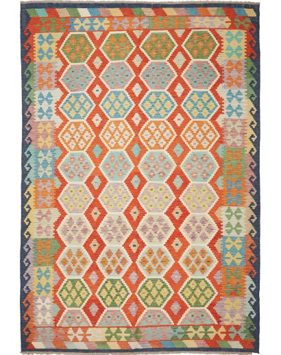 Tappeto Kilim Afghanistan marrone rosso 204x297
