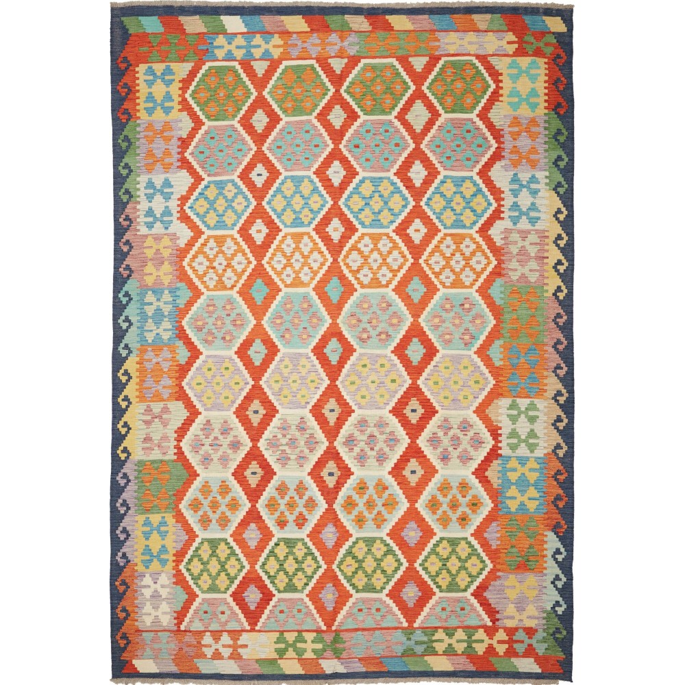 Tappeto Kilim Afghanistan marrone rosso 204x297