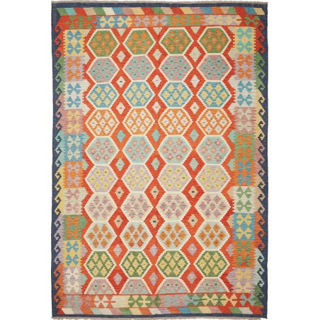 Tappeto Kilim Afghanistan marrone rosso 204x297