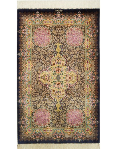 Tappeto Ghom seta Persia marrone 78x128