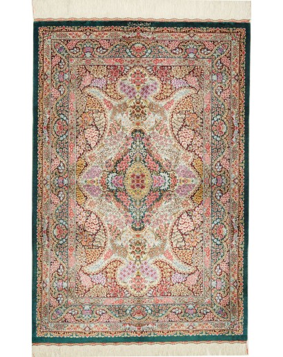 Tappeto Ghom seta Persia marrone grigio 80x119