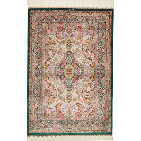 Tappeto Ghom seta Persia bianco grigio 80x119
