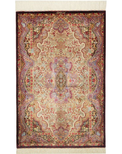 Tappeto Ghom seta Persia marrone 80x121