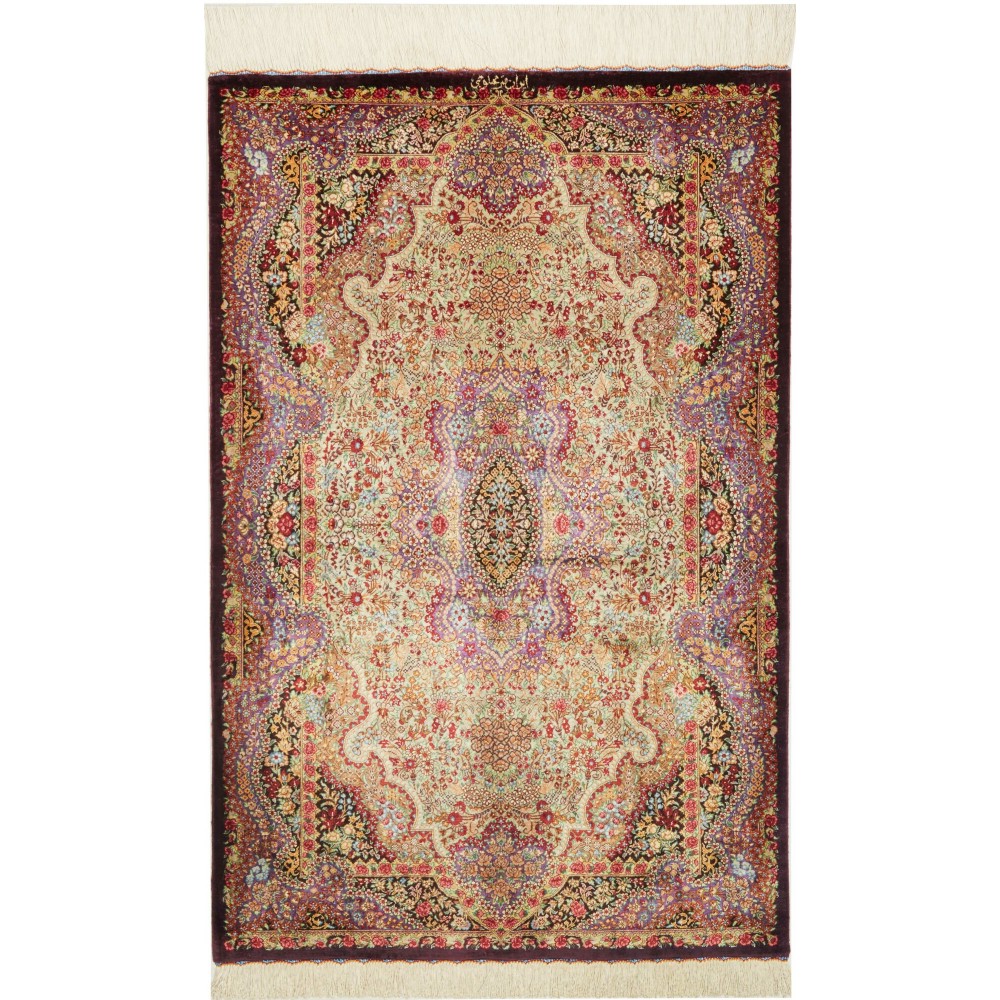 Tappeto Ghom seta Persia marrone 80x121 Tappeto Ghom seta Persia marrone 80x121