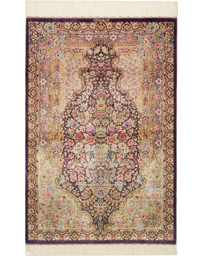 Tappeto Ghom seta Persia marrone 79x117