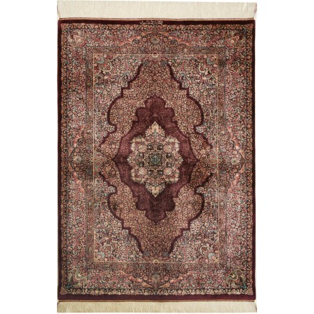Tappeto Ghom seta Persia verde giallo 100x143