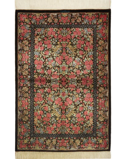 Tappeto Ghom seta Persia azzurro giallo 78x119