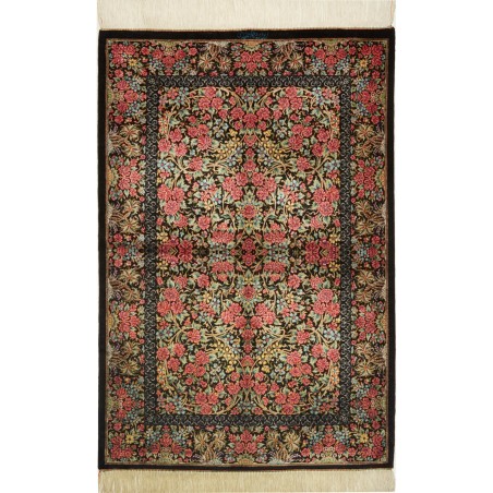 Tappeto Ghom seta Persia azzurro giallo 78x119