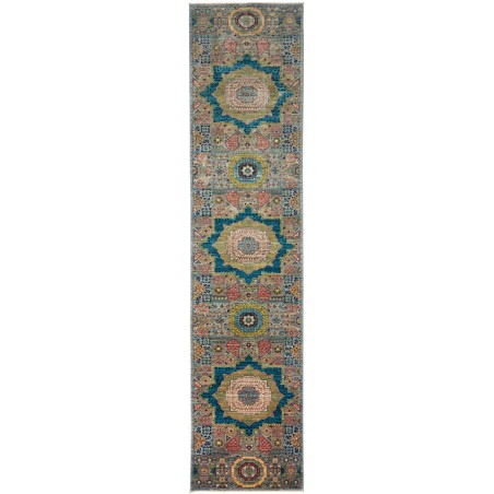 Tappeto Mamlouk Pakistan bianco grigio 86x383