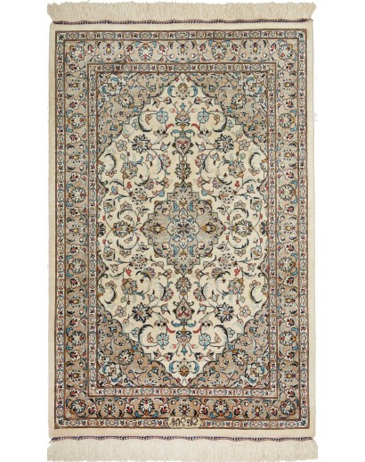 Tappeto Ghom seta Persia beige grigio 58x90