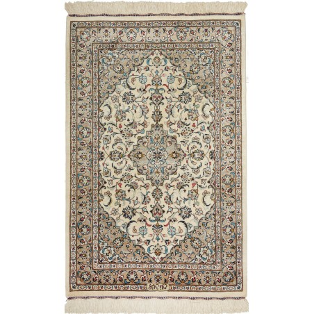 Tappeto Ghom seta Persia bianco grigio 58x90