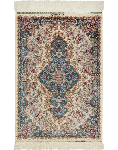 Tappeto Ghom seta Persia beige grigio 59x90