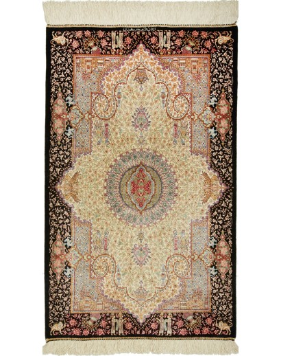 Tappeto Ghom seta Persia giallo marrone 60x100