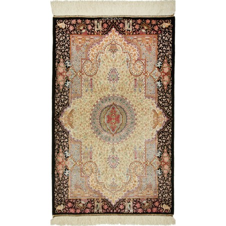 Tappeto Ghom seta Persia giallo marrone 60x100