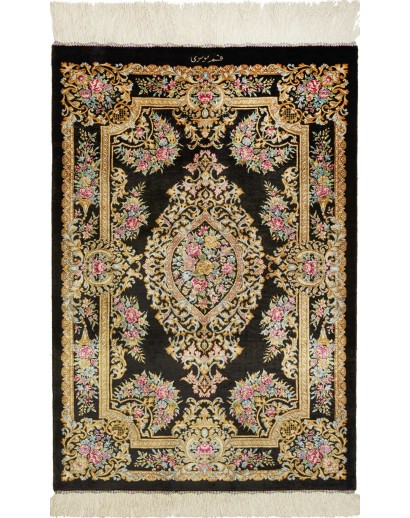 Tappeto Ghom seta Persia marrone 61x90