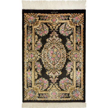 Tappeto Ghom seta Persia grigio 61x90