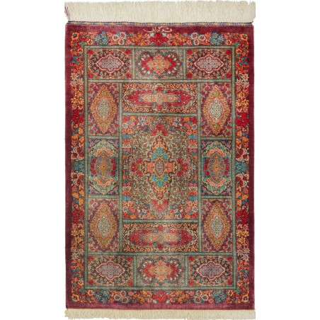 Tappeto Ghom seta Persia marrone grigio 60x94