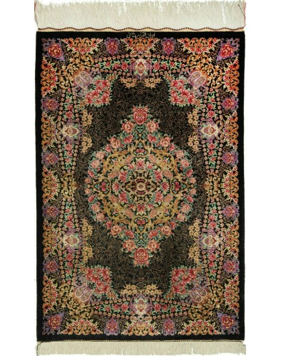 Tappeto Ghom seta Persia grigio rosso 60x90