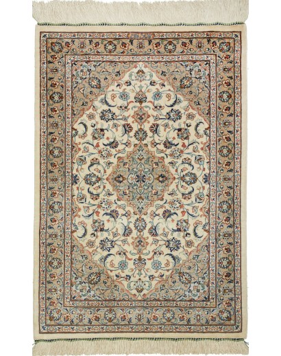 Tappeto Ghom seta Persia bianco marrone 58x86