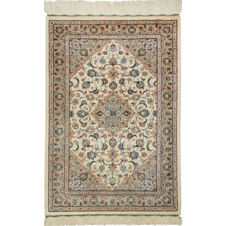 Tappeto Ghom seta Persia bianco marrone 58x86