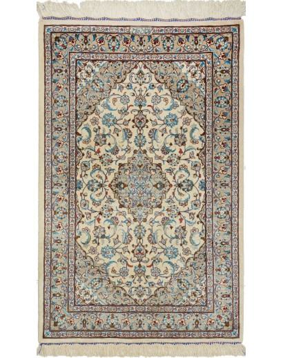 Tappeto Ghom seta Persia bianco grigio 58x92
