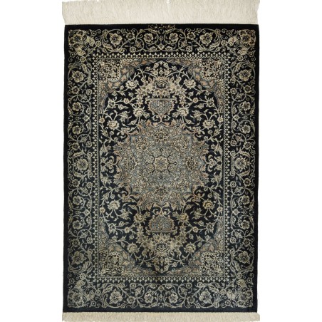Tappeto Ghom seta Persia grigio azzurro 58x88