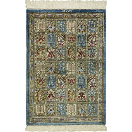 Tappeto Ghom seta Persia azzurro beige 60x88