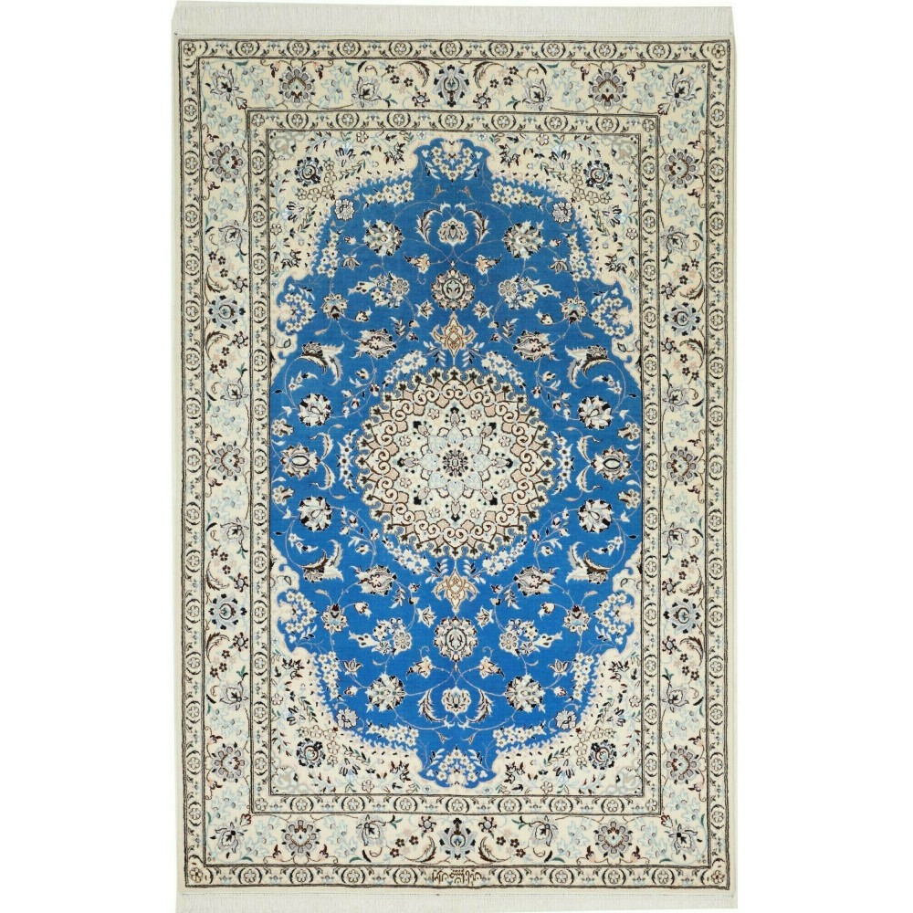 Tappeto Nain 6La Persia beige blu 130x202 Tappeto Nain 6La Persia beige blu 130x202