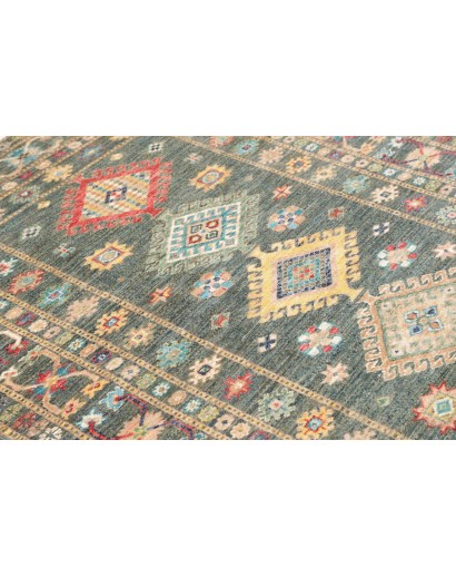 Tappeto Kazak Fine Pakistan bianco grigio 125x181