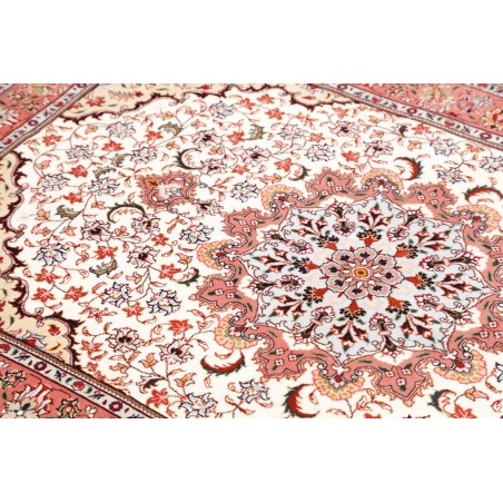 Tappeto Tabriz 50 Raj Persia bianco marrone 102x150