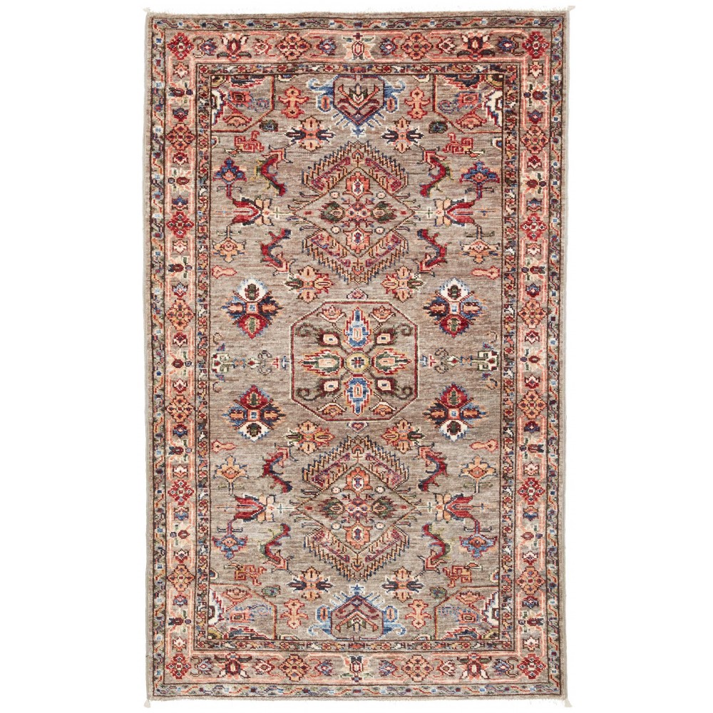 Tappeto Kazak Fine Pakistan marrone grigio 90x151