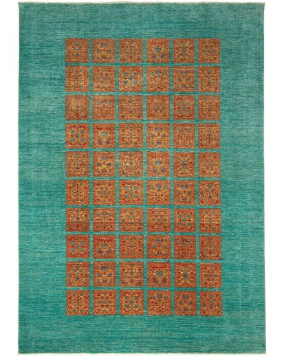 Tappeto Bakhteari Pakistan azzurro verde 209x292