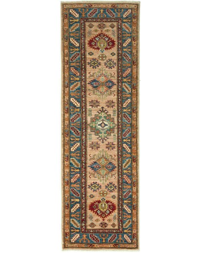 Tappeto Kazak Fine Pakistan bianco azzurro 59x193