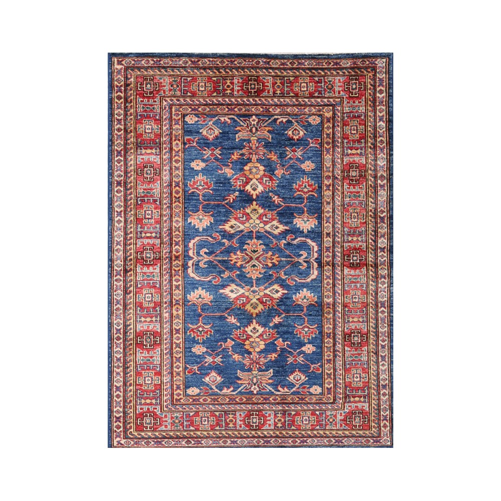 Tappeto Kazak Fine Pakistan azzurro arancione 100x143 Tappeto Kazak Fine Pakistan azzurro arancione 100x143