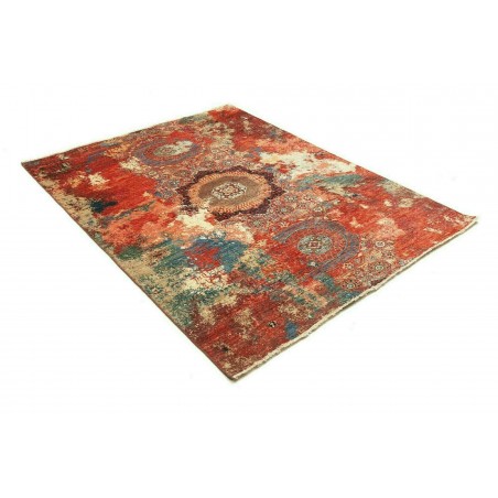 Tappeto Mona Pakistan rosso giallo 148x202