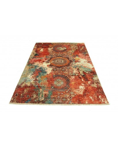 Tappeto Mona Pakistan rosso giallo 148x202