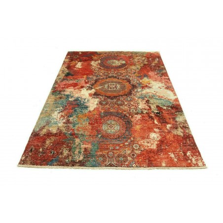 Tappeto Mona Pakistan rosso giallo 148x202