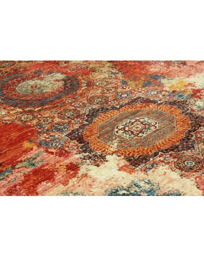 Tappeto Mona Pakistan rosso giallo 148x202