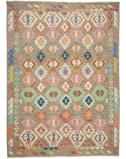 Tappeto Kilim Afghanistan marrone bianco 177x243
