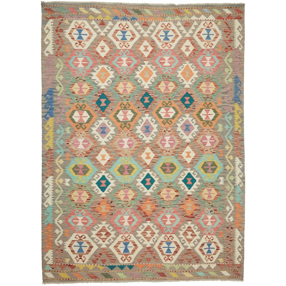 Tappeto Kilim Afghanistan marrone bianco 177x243