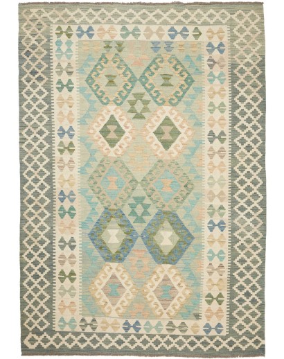 Tappeto Kilim Afghanistan azzurro giallo 166x237