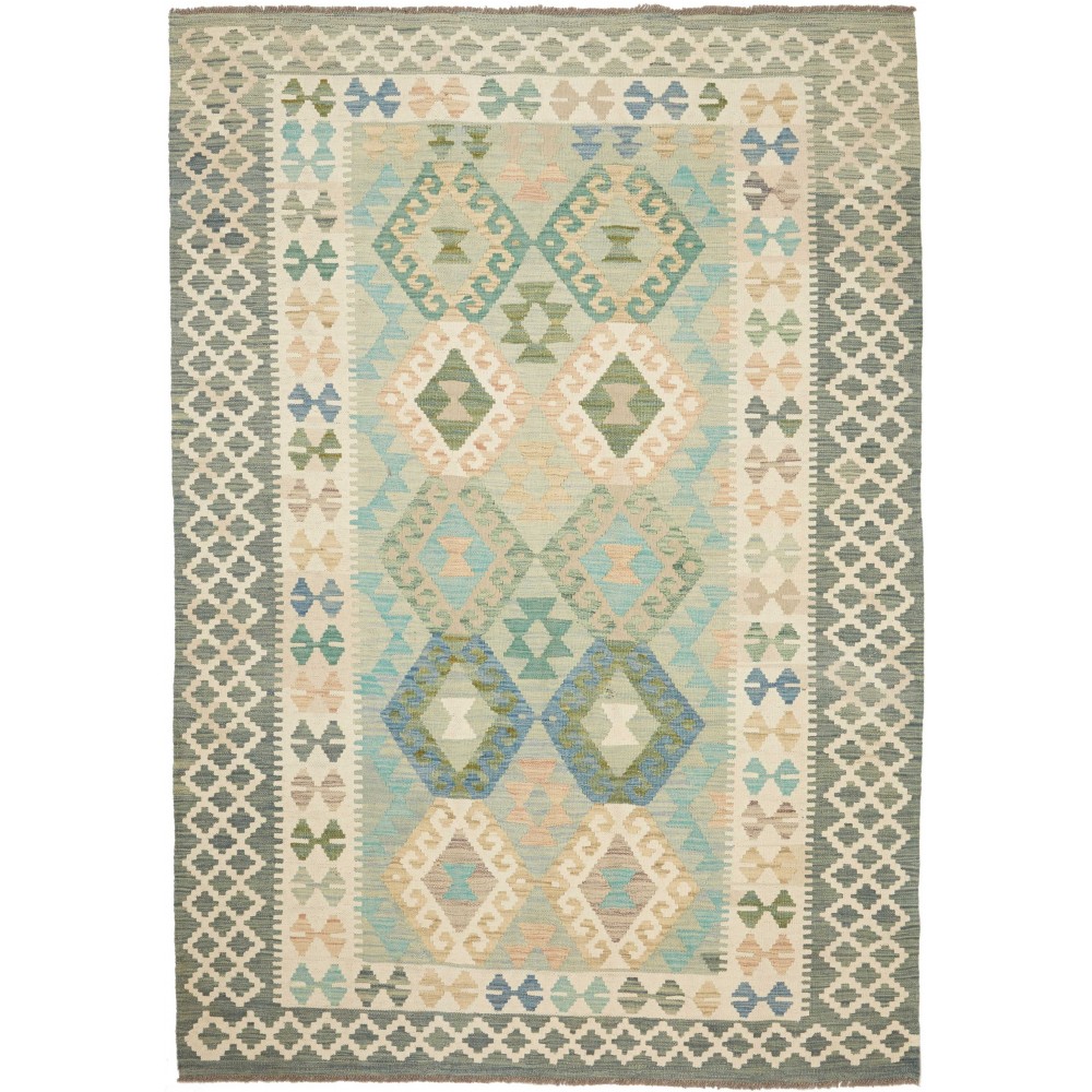 Tappeto Kilim Afghanistan azzurro giallo 166x237