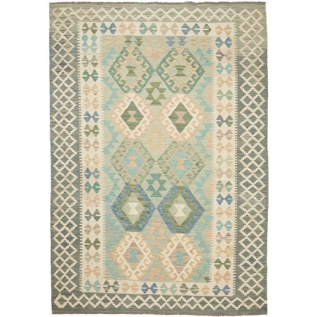 Tappeto Kilim Afghanistan azzurro giallo 166x237