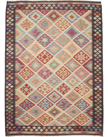Tappeto Kilim Afghanistan marrone azzurro 180x240