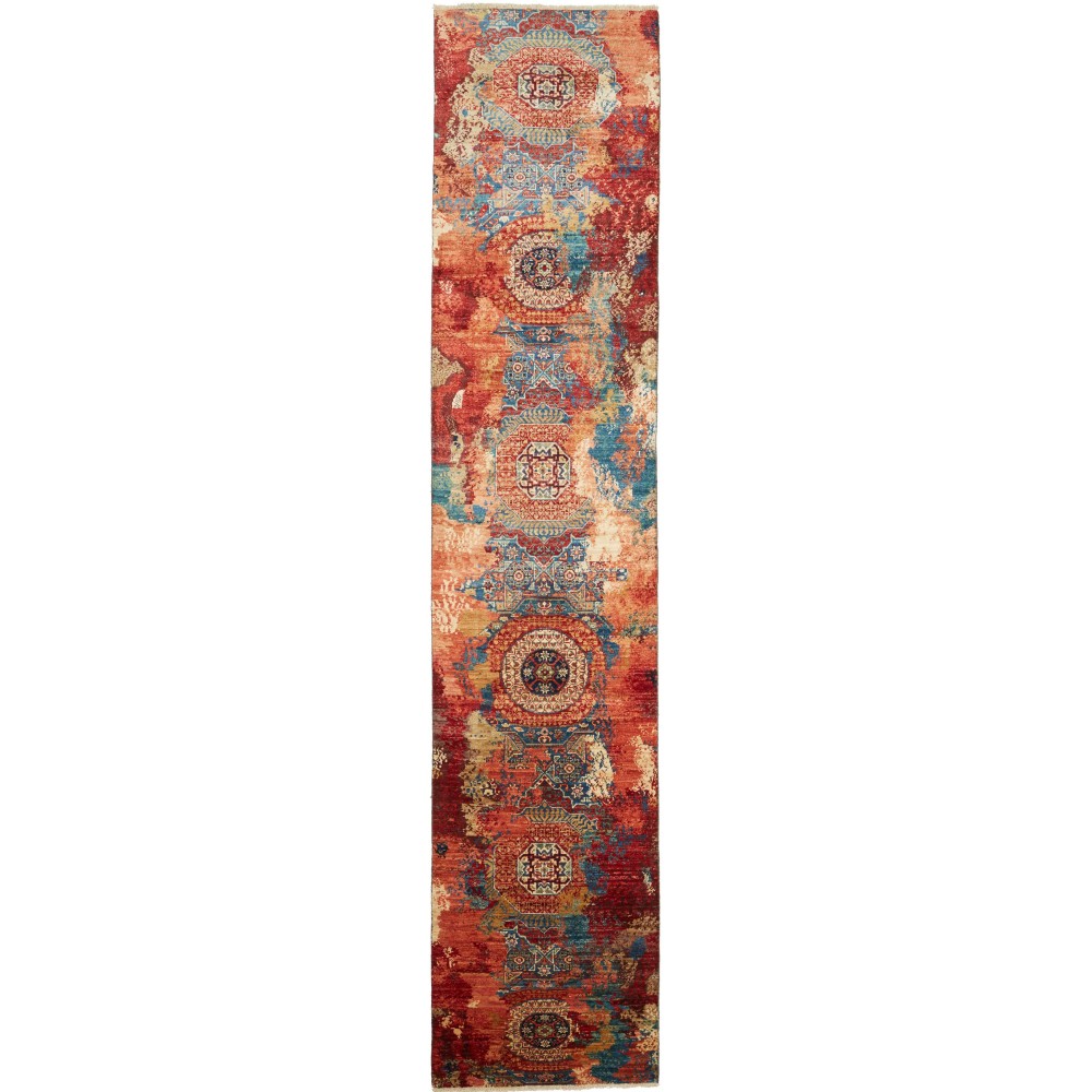 Tappeto Mona Pakistan rosso grigio 72x358 Tappeto Mona Pakistan rosso grigio 72x358