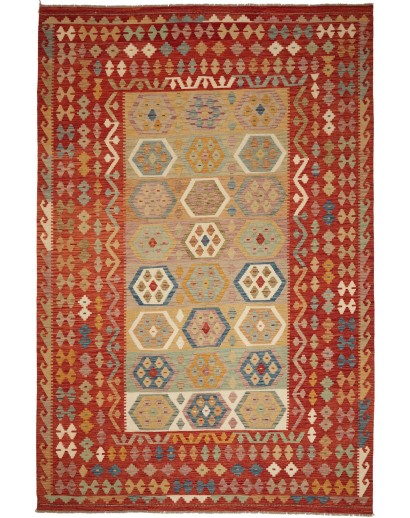 Tappeto Kilim Afghanistan rosso marrone 197x304
